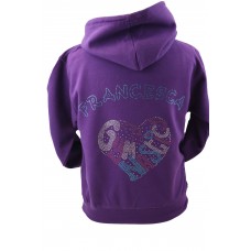 Girl’s Personalised Rhinestone Gymnastics Zip Up Hoodie